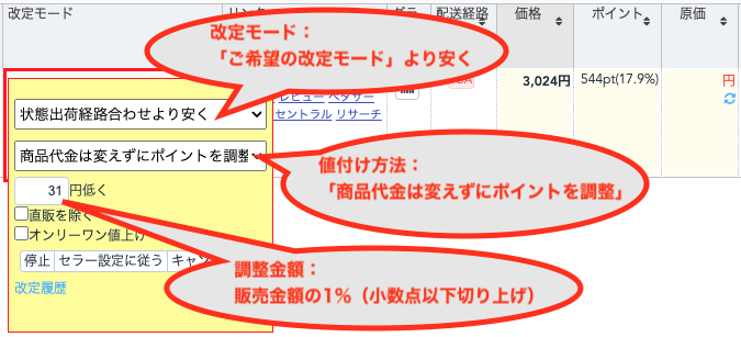・調整金額：販売金額の1%の値（小数点以下切り上げ）